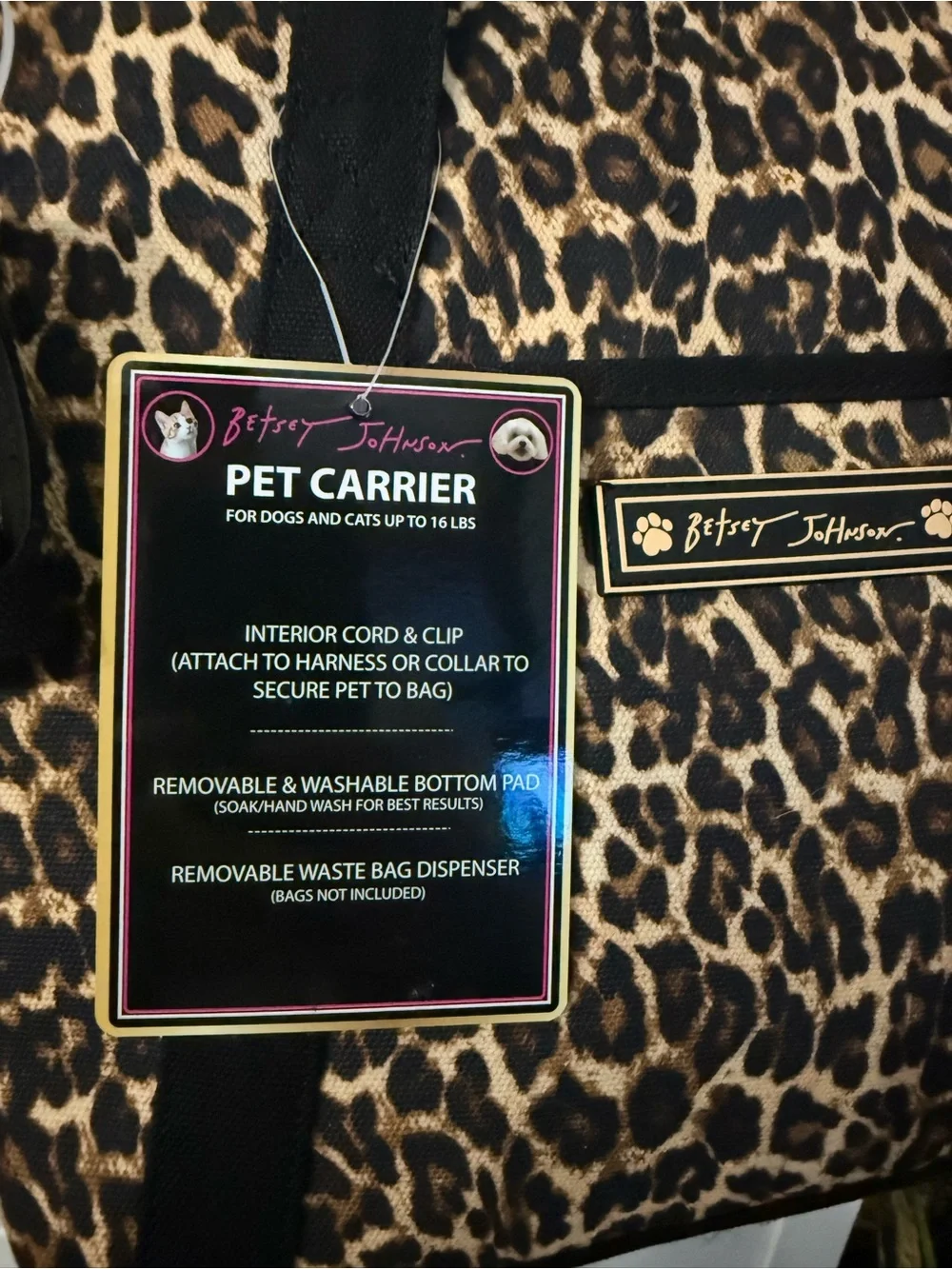 NEW Betsey Johnson TSA APPROVED Leopard Print Pet Carrier Tote up to 16 lbs